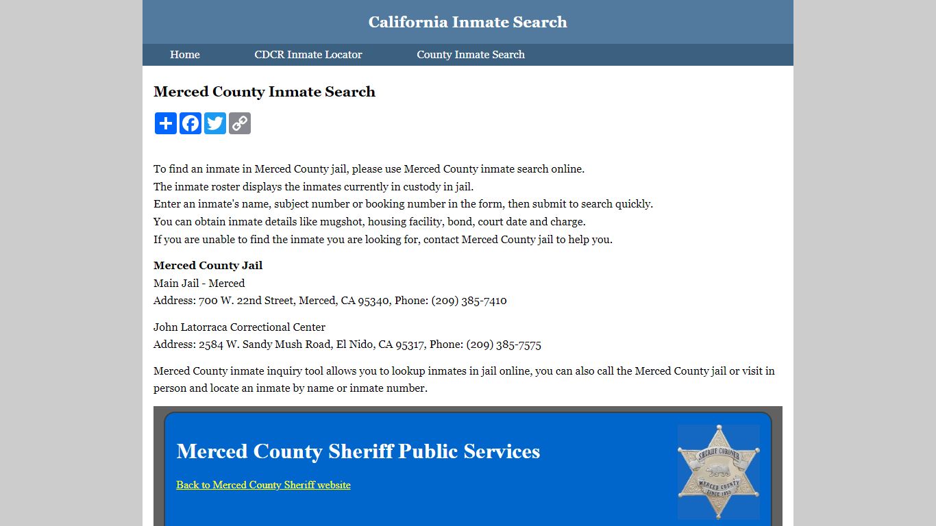 Merced County Inmate Search